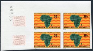 Gabon 271 imperf block/4,MNH.Mi 424B. African Telecommunication System,1971.Map.