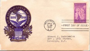 FDC 1940 SC #895 Staehle Cachet (Purple) - Washington DC - Single - F68261