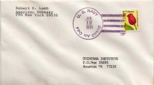 United States Fleet Post Office [29c] F Flower 1991 U.S. Navy, FPO NY 09530 A...