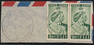 FIJI 1948 SW 2½d pair on piece SAMABULA cds.................................L529