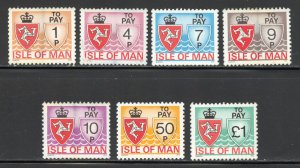 Isle of Man Scott J10-J16 MNHOG - 1975 Postage Dues - SCV $4.55