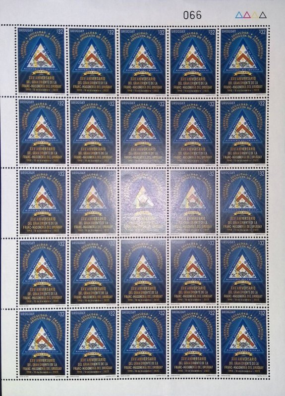 O) 2023 URUGUAY,  ANNIVERSARY OF THE GRAND ORIENT OF THE FREEMASONRY OF URUGUAY,