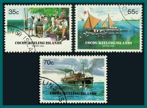 Cocos 1984 Barrel Mail, used #111-113,SG111-SG3