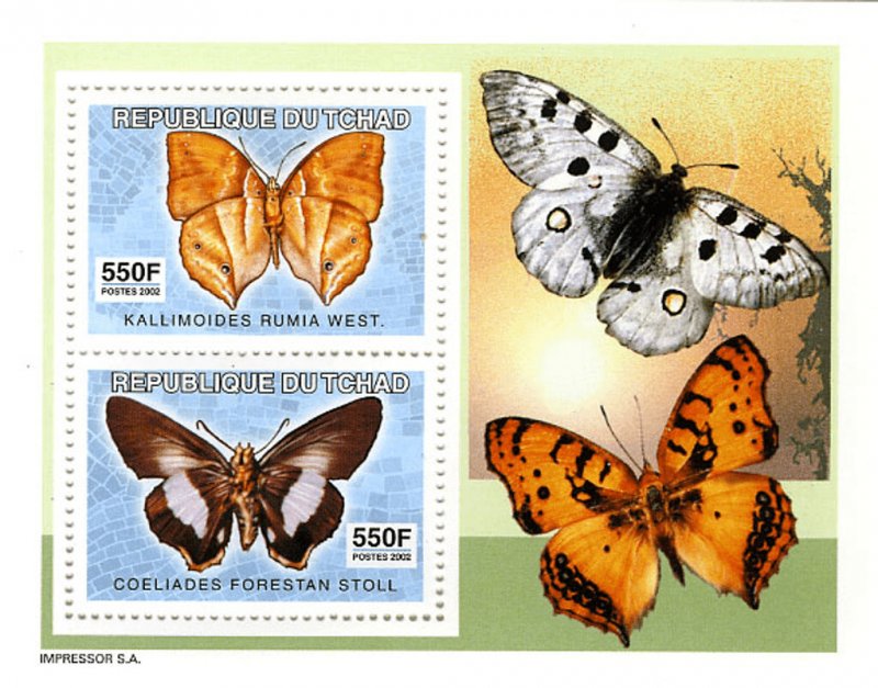 Chad 2003 Perf. Butterflies (4579) Full N° 2456 A - 2461 A Block 365 A - 36