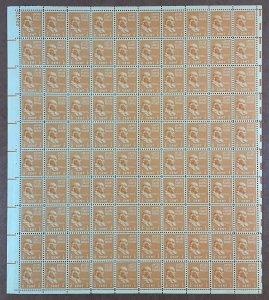 Scott 803 BENJAMIN FRANKLIN Sheet of 100 US 1/2¢ Stamps MNH 1938