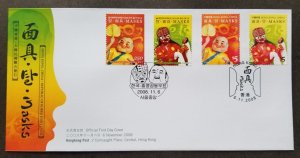 Hong Kong Korea Joint Issue Mask 2008 Lion Dance Costumes (joint FDC) *dual PMK