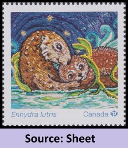 Canada 3378a Animal Mother & Babies Sea Otter P single MNH 2023