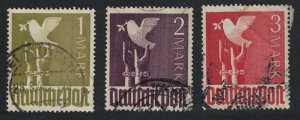 Germany Bird Dove of Peace DMark values 3v CV£36+ 1949 Canc SG#945-947
