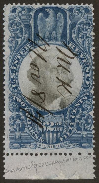 USA 2nd Issue Revenue Scott R124 $2.50 Washington Used 108123