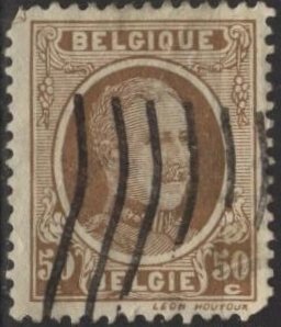 Belgium 157 (used, pulled corner) 50c King Albert I, bister (1925)