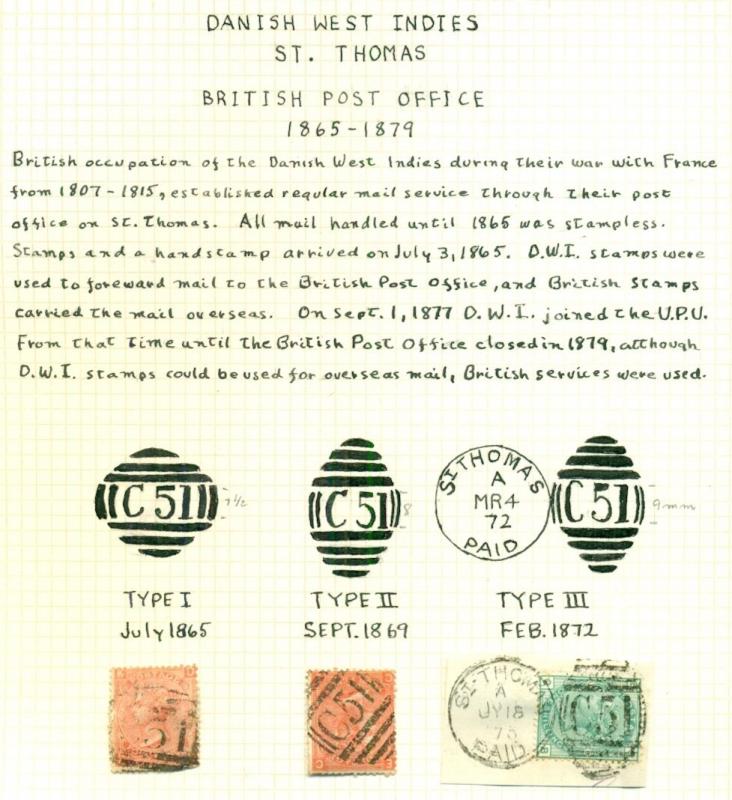 DANISH WEST INDIES CANCEL Collection, 50 diff incl. British, ring types & towns