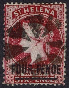 ST HELENA 1864 QV FOUR PENCE WMK CROWN CC PERF 14 X 12½ USED