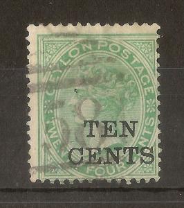 Ceylon 1885 10c on 24c SG162 Fine Used Cat£140