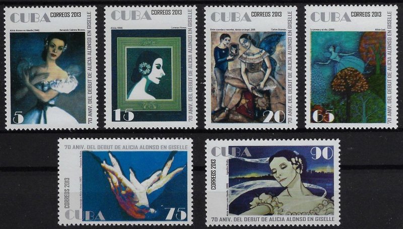 CUBA Sc# 5409-5414  NATIONAL BALLET   ballerina dance  Cpl set of 6  2013  MNH