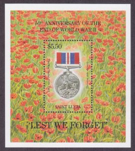 St Lucia 1022 MNH 1995 End of WWII 50th Anniversary Souvenir Souvenir Sheet VF