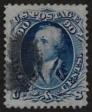 U.S. #101 Used LH; 90c Washington F Grill (1867 Series)