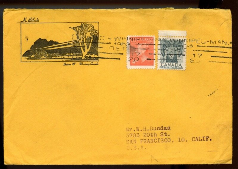 ?4c Post Postes + 4c big horn sheep on 1953 advertising to USA, cover  Canada