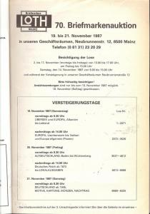 70. Loth-Briefmarken-Auktion: Internationale Briefmarkena...