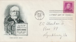 US 988 (Me-5) 3c Samuel Gompers single on FDC Artmaster Cachet ECV $7.50