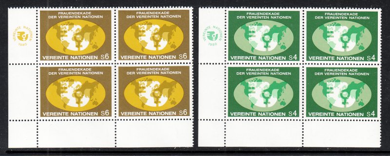 UN Vienna 9-10 Inscription Plate Blocks MNH VF