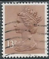 Great Britain MH83 (or MH84?) (used) 13p Machin, lt red brn (1984 or 1988)