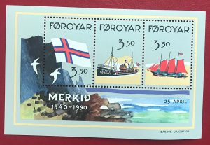 1990 Faroe Islands Sc 207 MNH souvenir sheet CV4.50 Lot 2618