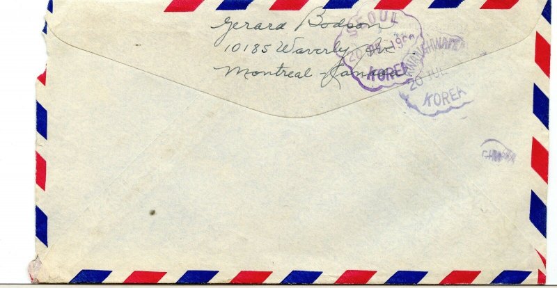 25c Chemical stamp single use to >> KOREA << with receiver 1960 cover Canada