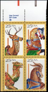 United States 2393a -Mint-NH-25c Carousel Animals (Zip Block)(1988) (cv $3.25)