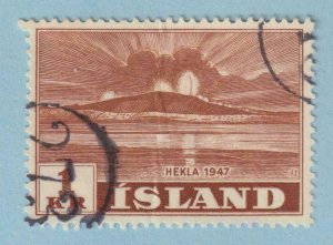 ICELAND - NUMERAL CANCELLATION 273 ON 1 KR HEKLA VOLCANO - CREASE - VERY FINE!