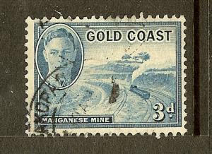 Gold Coast, Scott #135, 3p King George VI, Fine Ctr, Used