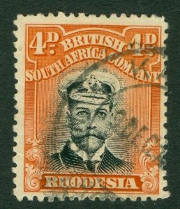 SG 225 Rhodesia 4d black & deep orange-red. Very fine used