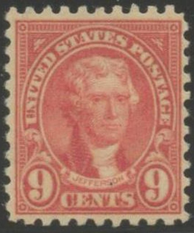 US Sc#590 1923-26 9c Jefferson Rotary Printing Perf 10 VF Centered OG Mint NH