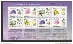 2016 MNH STAMP sheet  URUGUAY flowered trees native flora forest seed fruits