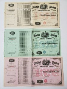 US 1874,1875,1876 $25 Internal Revenue Special Tax Liquor Dealer Stamp Sheet