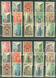 EDW1949SELL : MONACO 1940 Sc #B36-50. 5 Cplt sets. All Fresh & VF MNH. Cat $1500