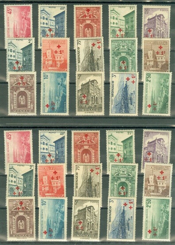 EDW1949SELL : MONACO 1940 Sc #B36-50. 5 Cplt sets. All Fresh & VF MNH. Cat $1500