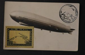 1929 Germany Graf Zeppelin LZ 127 Orient Flight RPPC Cover to AC Roessler USA