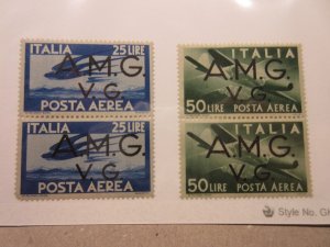 ITALY VENEZIA GIULIA AMG-VG SCOTT 1LNC5, 1LNC7 Pairs MINT HINGED Cat $19