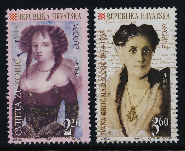 Croatia 292-3 MNH EUROPA, Cvijeta Zuzoric, Ivana Brlic Mazuranic