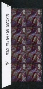 S-WONP64A Scotland Walsall 64p Warrant Block of 8 Dated 15/04/99