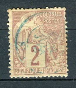 FRENCH COLONIES; 1880s General issue used 2c. value + Postmark,