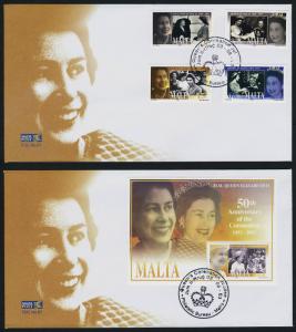 Malta 1129-33 on FDC's Queen Elizabeth 50th Anniv of Coronation