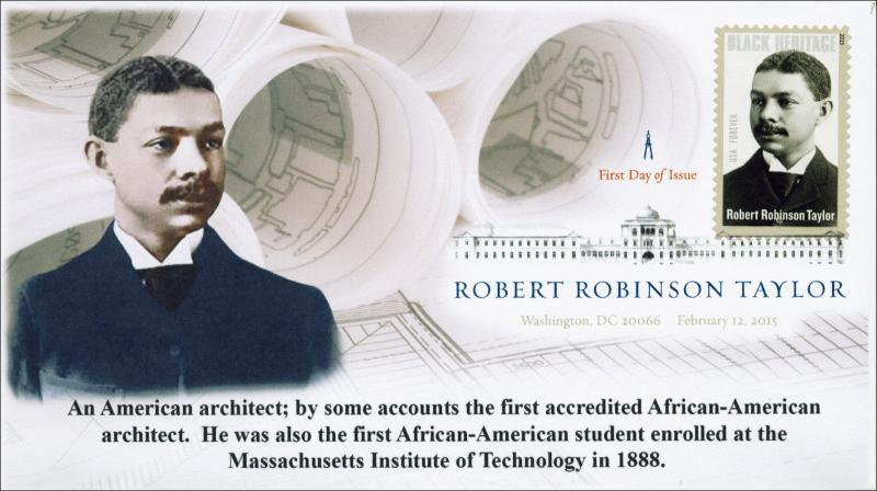 New 2015, Robert Robinson Taylor, Black Heritage, Digital Color Postmark, FDC