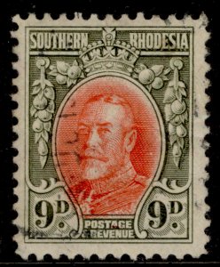 SOUTHERN RHODESIA GV SG21b, 9d vermilion & olive green, USED. Cat £18.