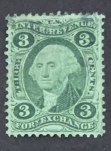 USA REVENUE STAMP 1864 3 CENTS FOREIGN EXCHANGE SCOTT#R16c