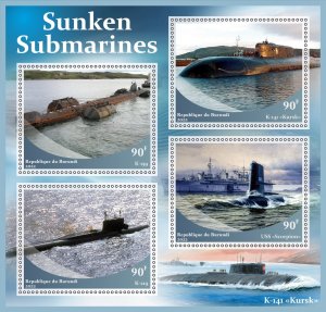 Stamps.Transport. Submarines. Ships 2023 year 1+1 sheets perf Burundi