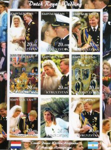 Kyrgyzstan 2002 Dutch Royal Wedding Willem-Maxima Sheetlet (9) IMPERFORATED MNH