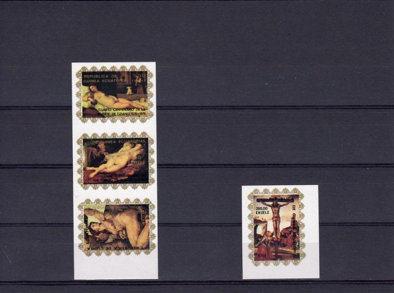 Equatorial Guinea  1976 Easter/Titian/Rubens Strip+1(4) Imperforated Mi#827/830