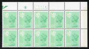 S-JFP12.5A 12.5p Light Emerald Scotland Waddington LB FCP/PVA 5A/5B No Dot U/M