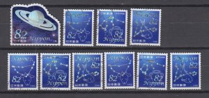 J46012, JL Stamps 2016 japan set used #4053a-d astronomy